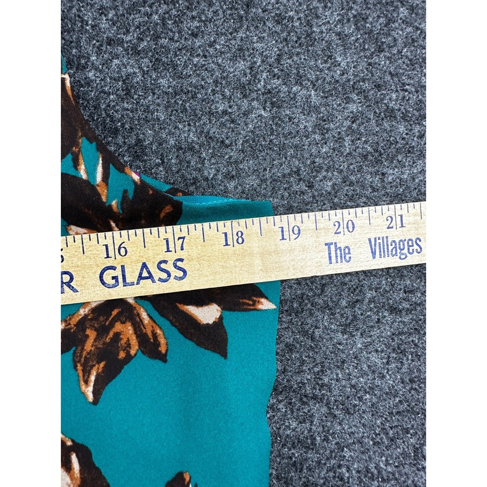 Everly Teal Green Floral V-Neck Pleated Back Sleeveless Blouse Top Large T10369D - Picture 5 of 6